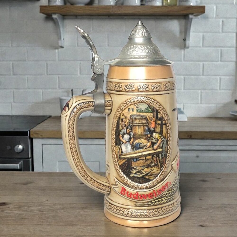 Anheuser-Busch Budweiser Limited Edition Lidded Beer Stein from the "D" Series
